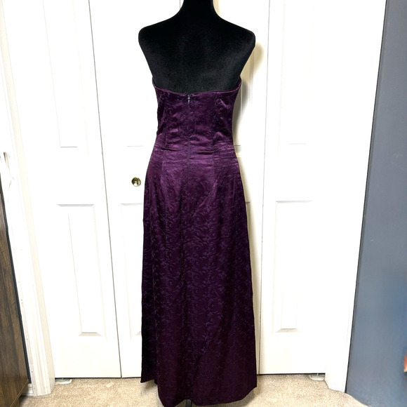 Vtg Maxi Dress Jessica McClintock Size 8 Purple Embroidered Strapless Gown Prom - Picture 3 of 9